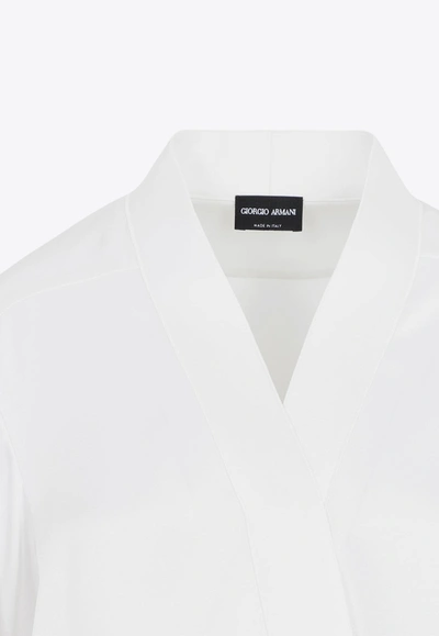 Shop Giorgio Armani Asymmetric Silk Shirt In White
