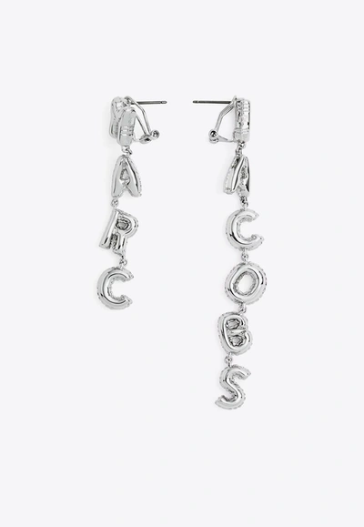 Shop Marc Jacobs Asymmetrical Balloon Logo Earrings In Silver