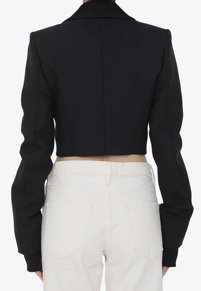 Shop Off-white Asymmetrical Cropped Jacket In Black
