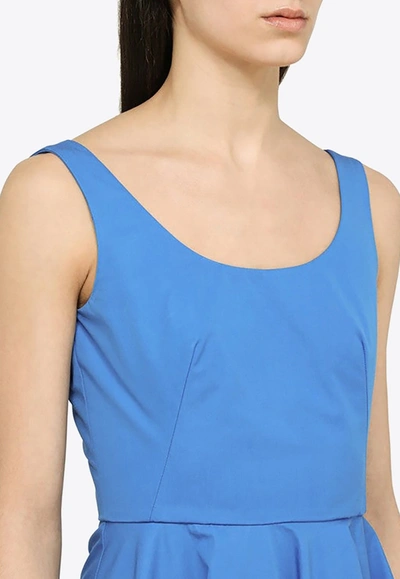 Shop Alexander Mcqueen Asymmetrical Flared Midi Dress In Blue