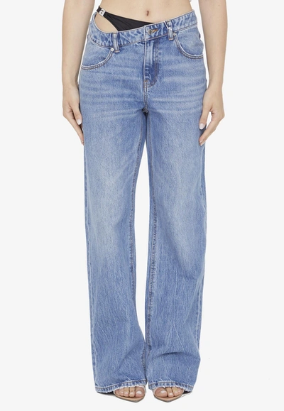 Shop Alexander Wang Asymmetrical Jeans With Bikini In Light Blue