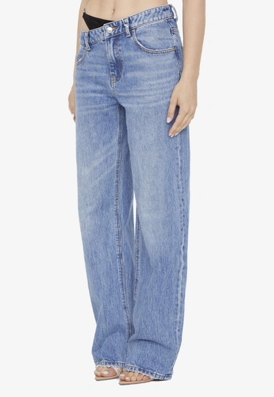 Shop Alexander Wang Asymmetrical Jeans With Bikini In Light Blue