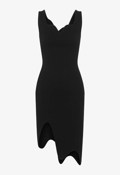 Shop Moschino Asymmetrical Mini Dress In Black