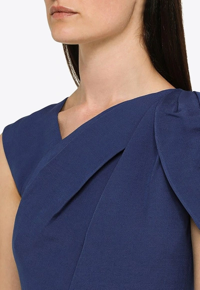 Shop Roland Mouret Asymmetrical Sheath Midi Dress In Blue