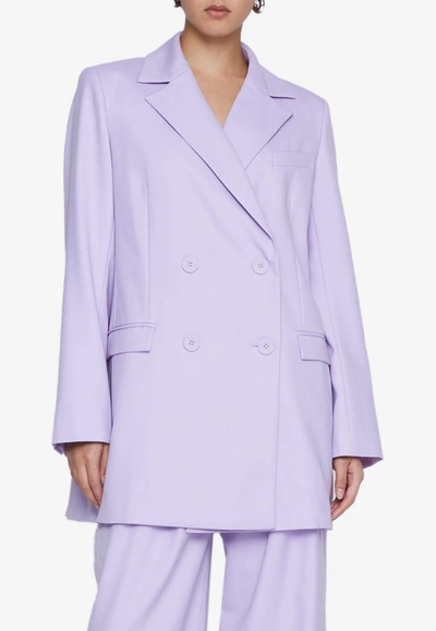 Shop Anna Quan Athena Double-breasted Blazer In Lilac