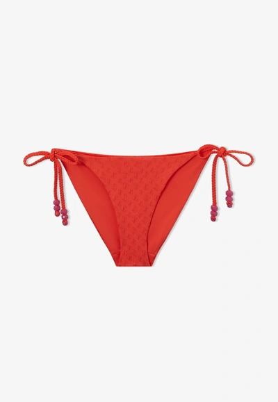 Shop Jimmy Choo Aubrie Jc Monogram Triangle Bikini Brief In Orange