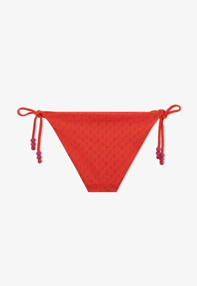 Shop Jimmy Choo Aubrie Jc Monogram Triangle Bikini Brief In Orange