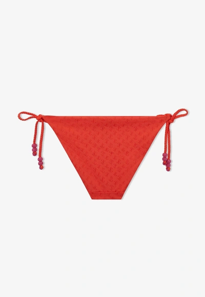 Jimmy Choo Aubrie Monogram Bikini Set In Orange