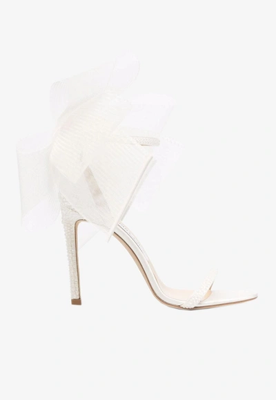 Shop Jimmy Choo Aveline 100 Sandals With Oversized Bow In Ivory