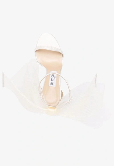 Shop Jimmy Choo Aveline 100 Sandals With Oversized Bow In Ivory