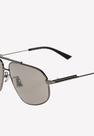 Shop Bottega Veneta Aviator Sunglasses In Gray