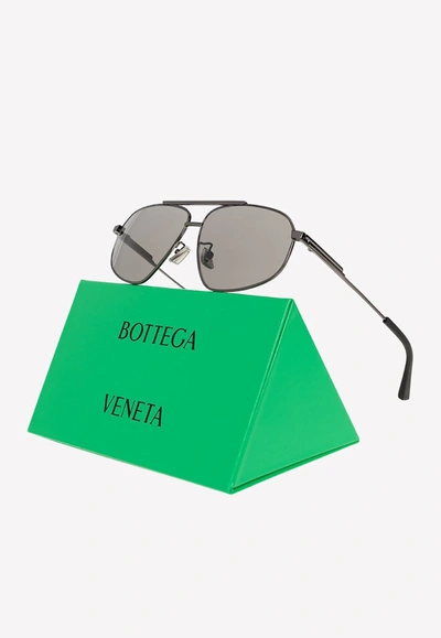 Shop Bottega Veneta Aviator Sunglasses In Gray