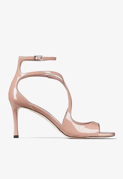 Shop Jimmy Choo Azia 75 Patent Leather Sandals In Pink