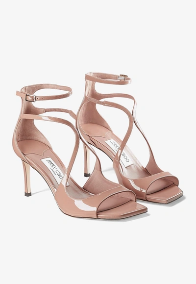 Shop Jimmy Choo Azia 75 Patent Leather Sandals In Pink