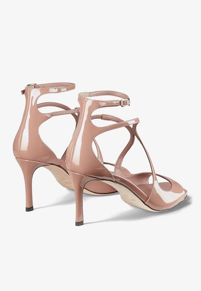 Jimmy Choo Azia 75mm Patent-leather Sandals In Pink