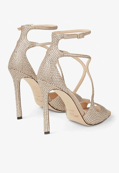 Shop Jimmy Choo Azia 95 Crystal-embellished Sandals In Nude