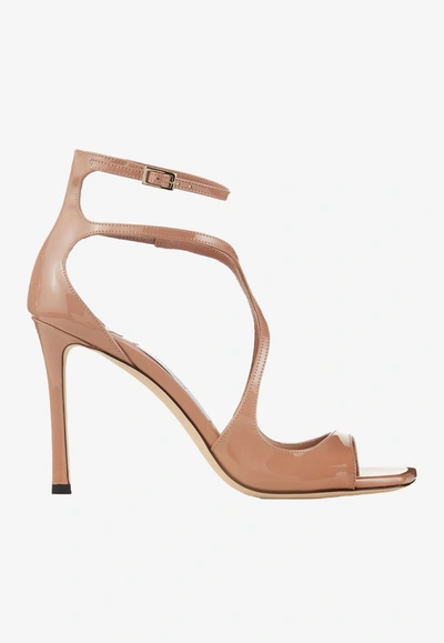 Shop Jimmy Choo Azia 95 Patent Leather Sandals In Ballet Pink