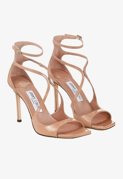 Jimmy Choo Patent Leather Azia 95 Sandals In Ballet Pink