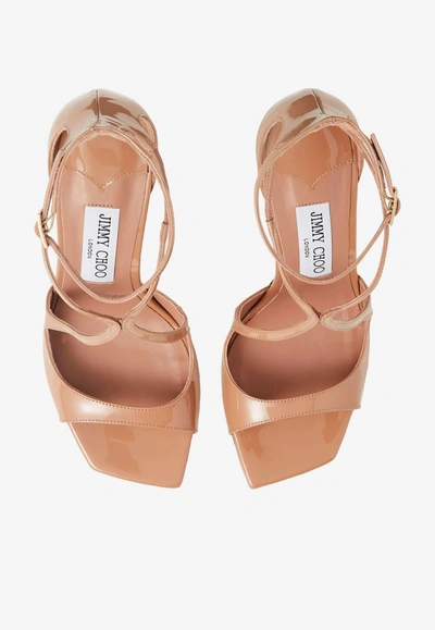 Jimmy Choo Patent Leather Azia 95 Sandals In Ballet Pink