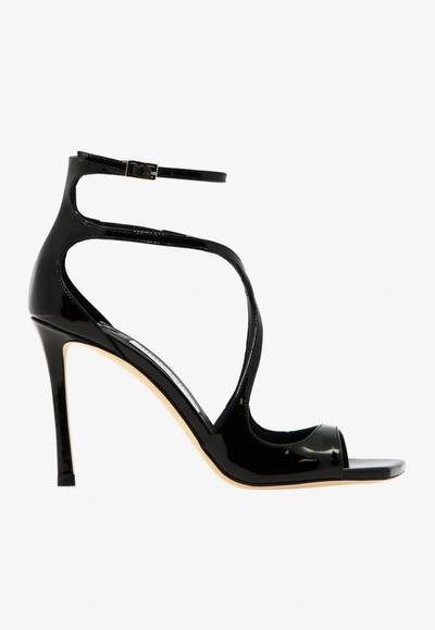 Shop Jimmy Choo Azia 95 Patent Leather Sandals In Black