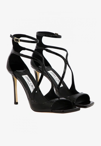 Shop Jimmy Choo Azia 95 Patent Leather Sandals In Black