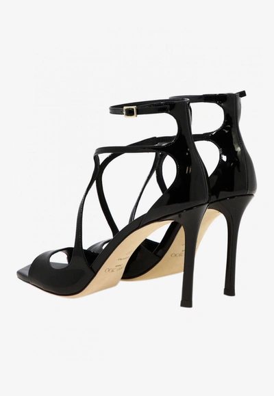 Jimmy Choo Womens Black Azia 110 Strappy Patent Leather Sandals In Black