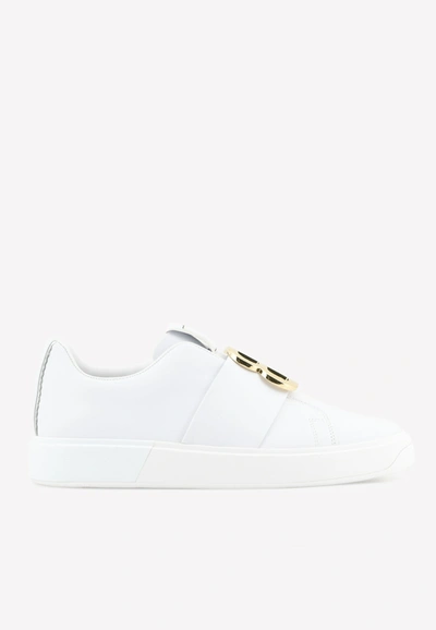 Shop Balmain B-court Calf Leather Sneakers In White