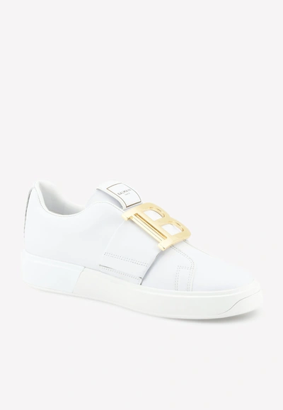 Shop Balmain B-court Calf Leather Sneakers In White