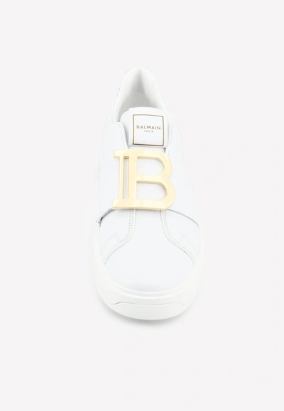 Shop Balmain B-court Calf Leather Sneakers In White