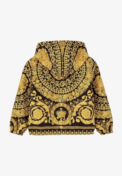 Shop Versace Baby Barocco Print Jacket In Gold