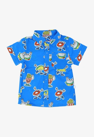 Shop Stella Mccartney Baby Boys All-over Cartoon Print Shirt In Blue