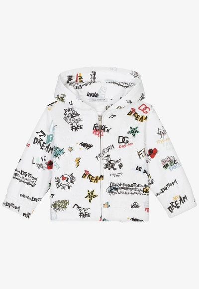 Shop Dolce & Gabbana Baby Boys Dg Rock Print Zip-up Hoodie In Multicolor