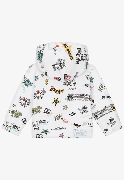 Shop Dolce & Gabbana Baby Boys Dg Rock Print Zip-up Hoodie In Multicolor