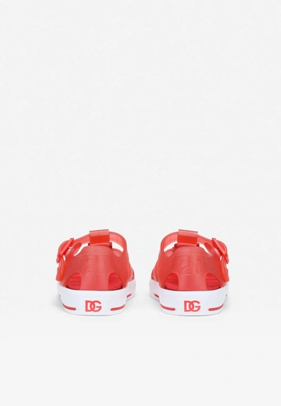 Shop Dolce & Gabbana Baby Boys Dg Rubber Sandals In Red