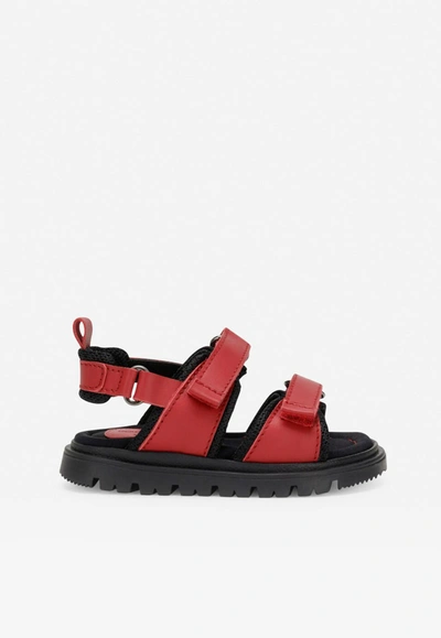 Shop Dolce & Gabbana Baby Boys Dg Sandals In Calf Leather In Red