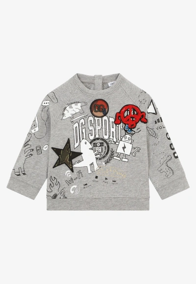 Shop Dolce & Gabbana Baby Boys Dg Sport Print Sweatshirt In Gray