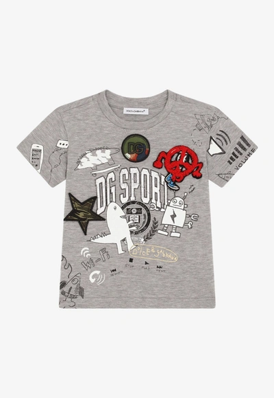 Shop Dolce & Gabbana Baby Boys Dg Sport Print T-shirt In Gray