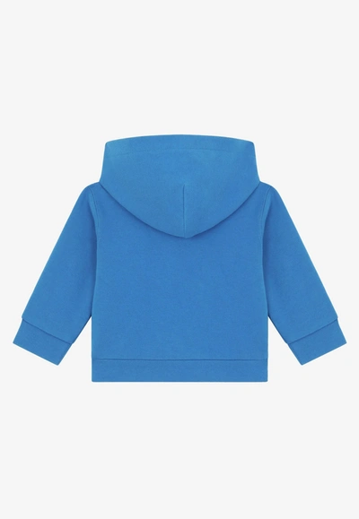 Shop Dolce & Gabbana Baby Boys Embroidered Dg Zip-up Hoodie In Blue
