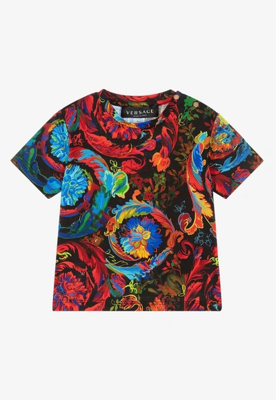 Shop Versace Baby Boys Kaleidoscopic Barocco Print T-shirt In Multicolor