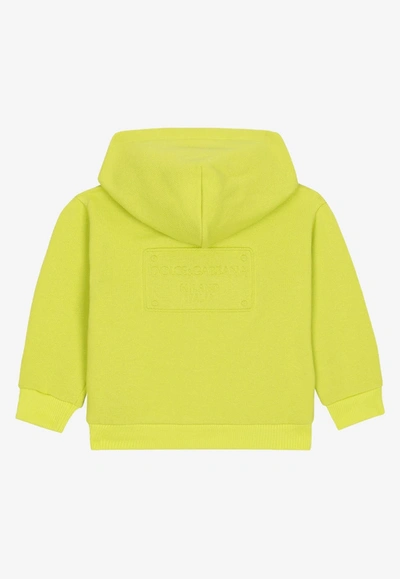 Shop Dolce & Gabbana Baby Boys Logo-embroidered Zip-up Hoodie In Green