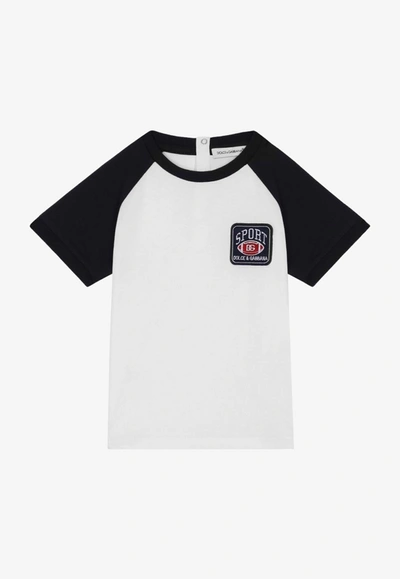 Shop Dolce & Gabbana Baby Boys Logo-patch Short-sleeved T-shirt In White