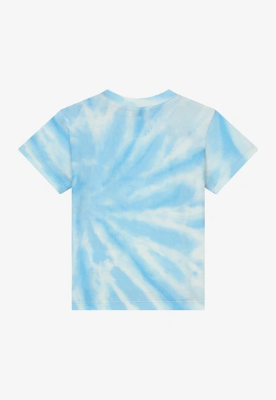 Shop Dolce & Gabbana Baby Boys Tie-dye T-shirt With Dg Logo Print In Blue