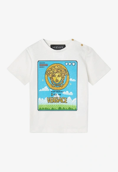 Shop Versace Baby Boys Video Game Medusa T-shirt In White