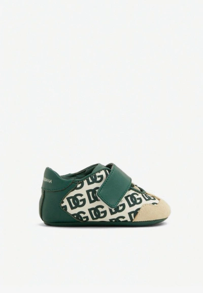 Shop Dolce & Gabbana Baby Dg Low-top Paneled Sneakers In Green