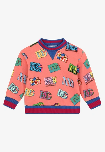 Shop Dolce & Gabbana Baby Girls All-over Dg Print Sweatshirt In Multicolor