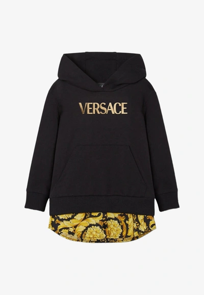Shop Versace Baby Girls Barocco Hoodie In Black