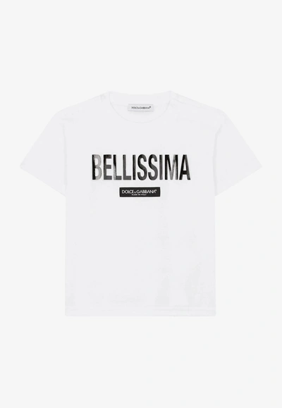 Shop Dolce & Gabbana Baby Girls Bellissima Print T-shirt In White