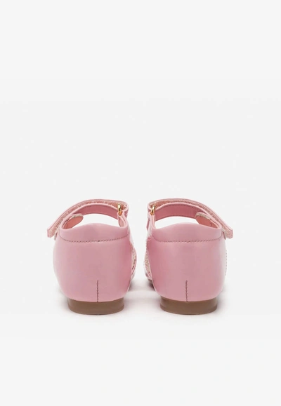 Shop Dolce & Gabbana Baby Girls Charm Embellished Leather Sandals In Pink