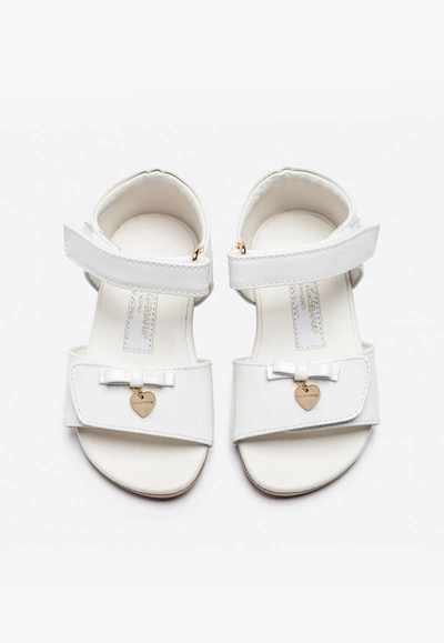 Shop Dolce & Gabbana Baby Girls Charm Embellished Leather Sandals In White
