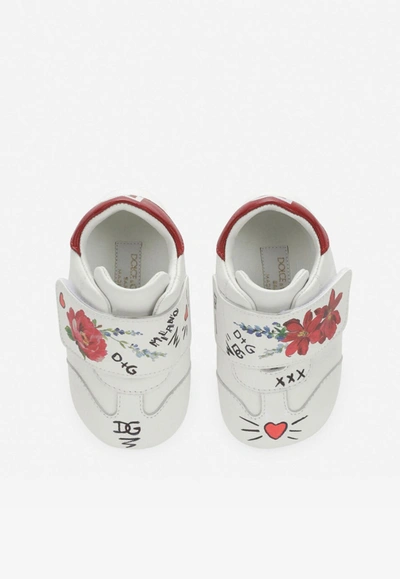 Shop Dolce & Gabbana Baby Girls Floral Print Sneakers In White